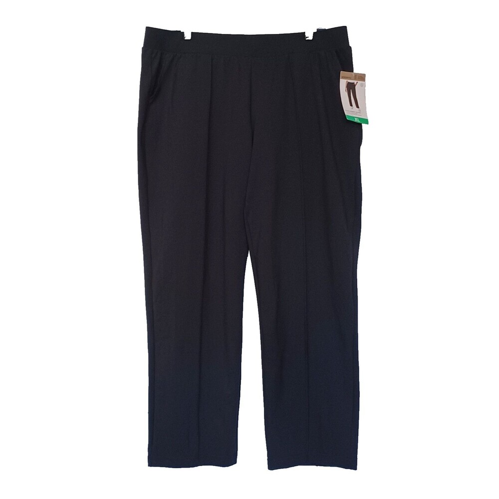Mondetta Performance + Luxury Women’s XL Black Pintuck Straight Leg Pull-On Pant